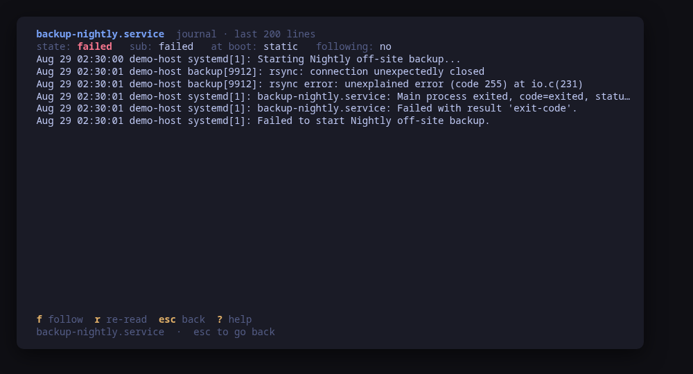 A unit's journal, read without leaving the tool