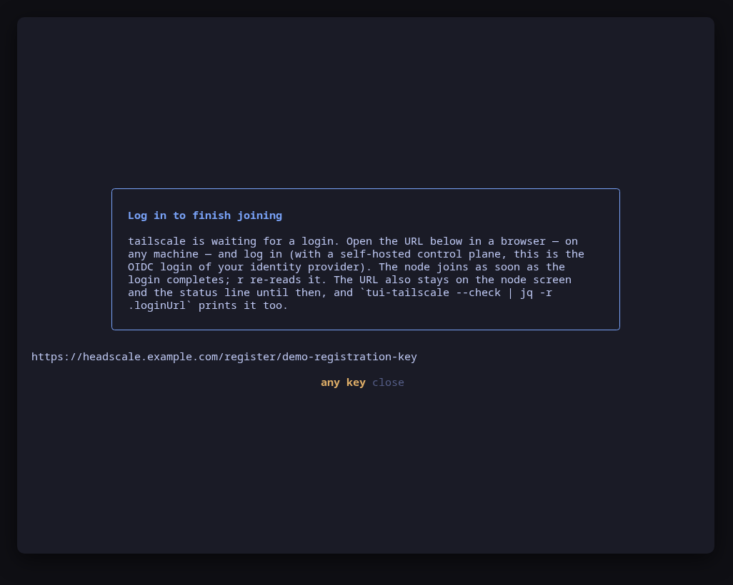 A join without a key: the login URL on a line of its own, outside the frame, whole, ready to copy